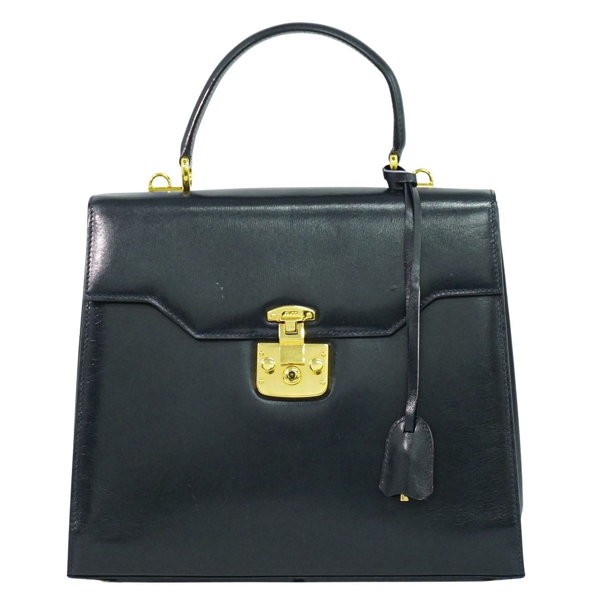 Gucci Lock Handbag Leather Navy Bag
