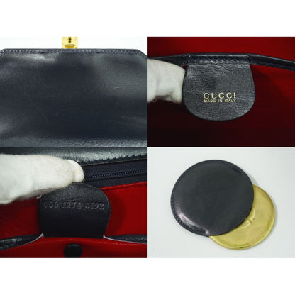 Gucci Lock Handbag Leather Navy Bag — view 9