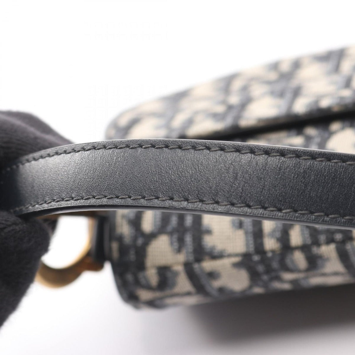 Dior Saddle Bag Mini Oblique Peacock Navy Canvas Leather Ivory Navy. Black — view 8