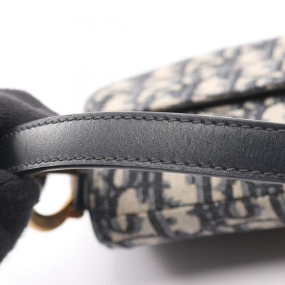 Dior Saddle Bag Mini Oblique Peacock Navy Canvas Leather Ivory Navy. Black — view 8