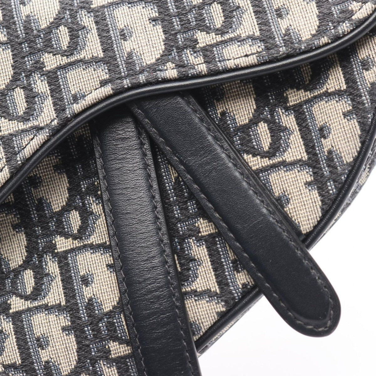 Dior Saddle Bag Mini Oblique Peacock Navy Canvas Leather Ivory Navy. Black — view 9
