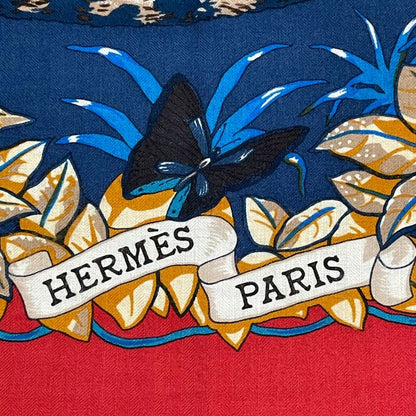 Hermes Scarf Carre 140 DIP DYE Jungle LOVE Cashmere Red