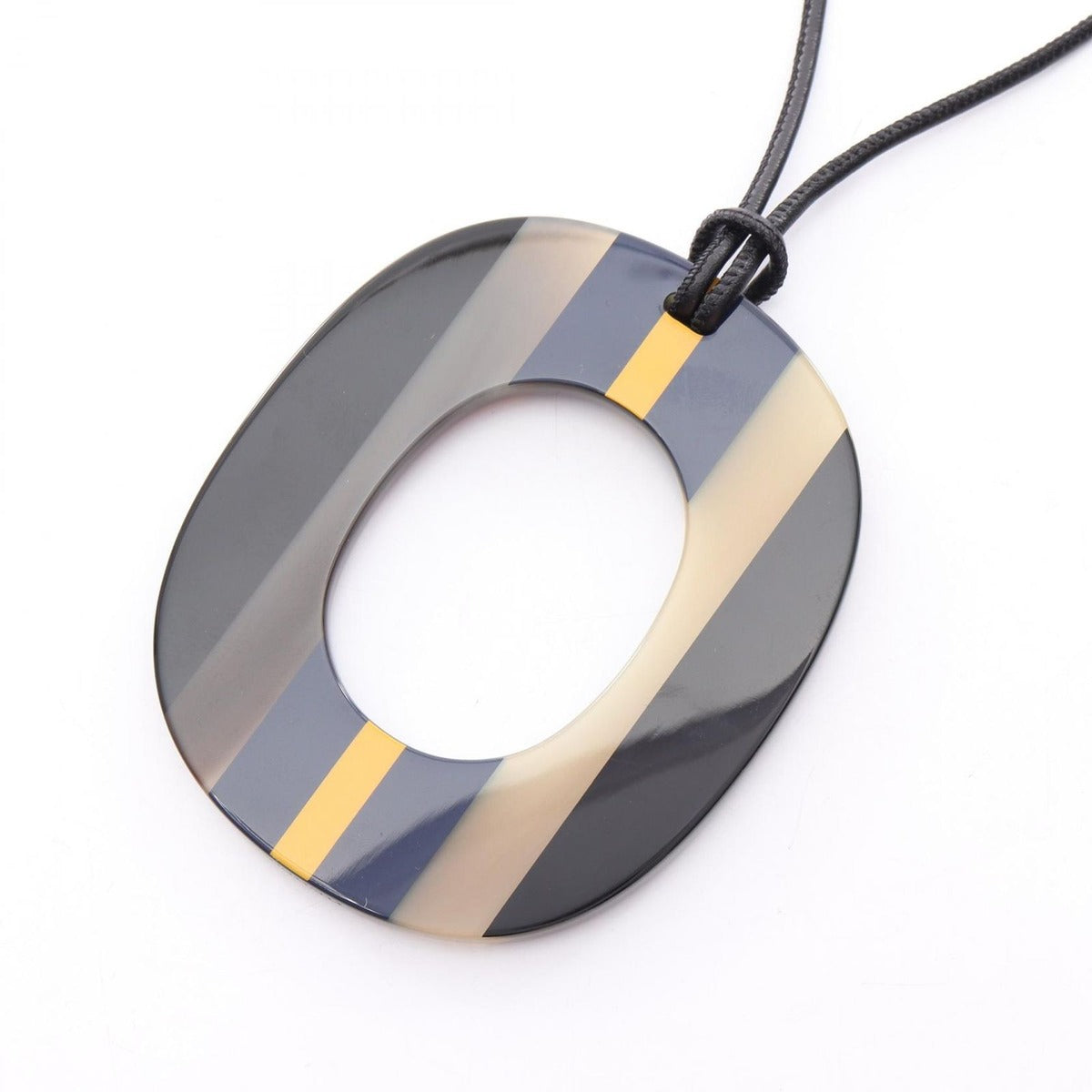 Hermes Necklace Islamic Pop Leather Black Navy. Yellow — view 2