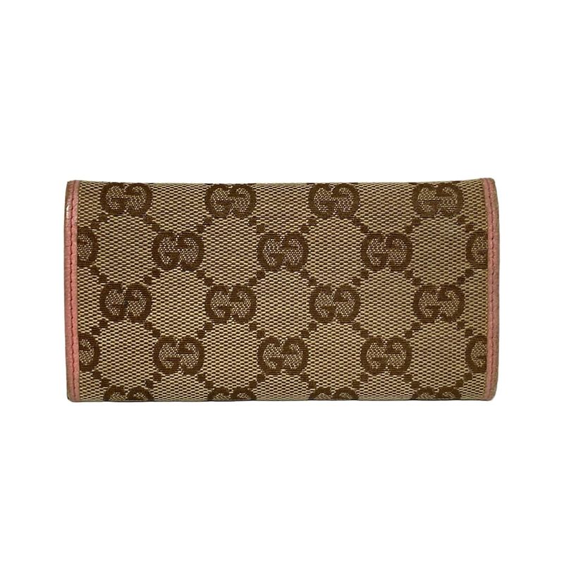 Gucci Key Case GG Pattern 138096 Beige X Dark Brown X Pink 6 Hooks Leather