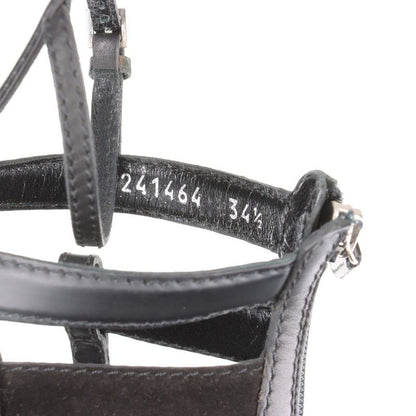 Gucci Leather Sandals Women's 34 1 2 241464 Black Made In Italy