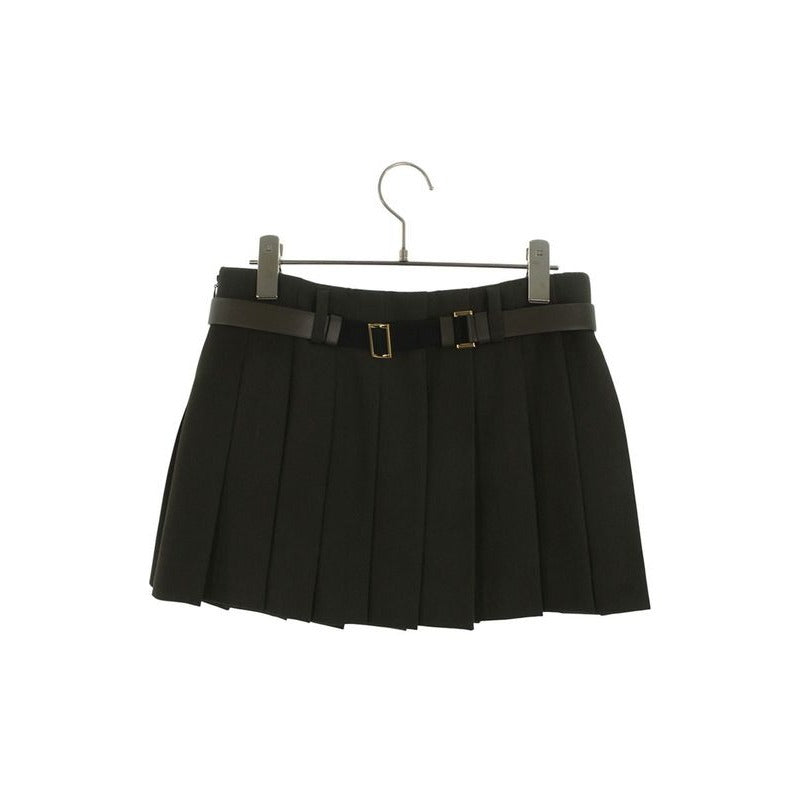 Prada P179 xk Pleated Skirt with Triangle Logo Belt Women 36 — view 2