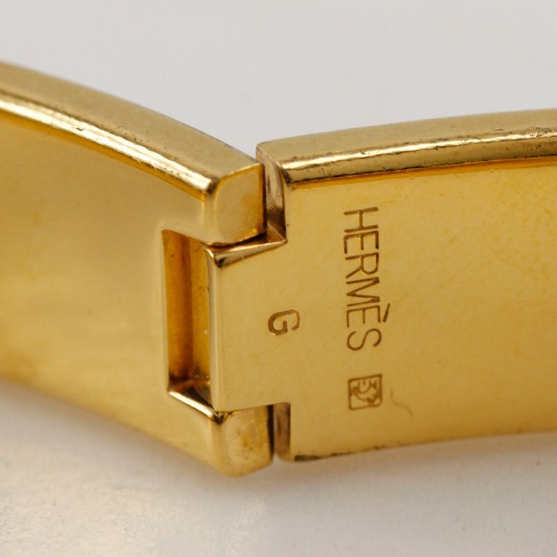 Hermes Click H Gold Plated Black Ladies 34.3g Bangle