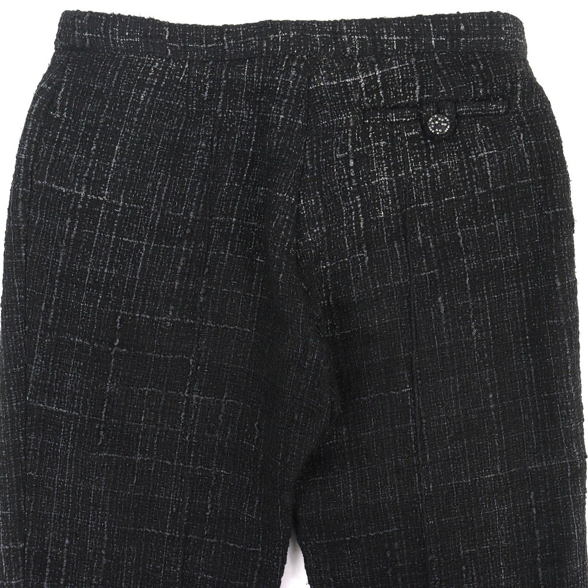 Chanel Rhinestone Coco Button Cotton Tweed Long Pants Black 34 — view 4