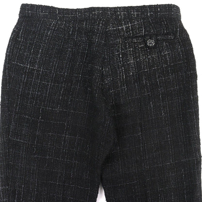 Chanel Rhinestone Coco Button Cotton Tweed Long Pants Black 34 — view 4