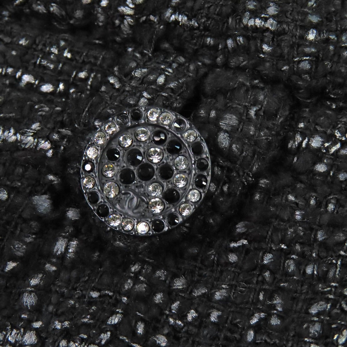 Chanel Rhinestone Coco Button Cotton Tweed Long Pants Black 34 — view 7