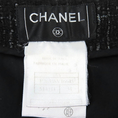 Chanel Rhinestone Coco Button Cotton Tweed Long Pants Black 34 — view 8