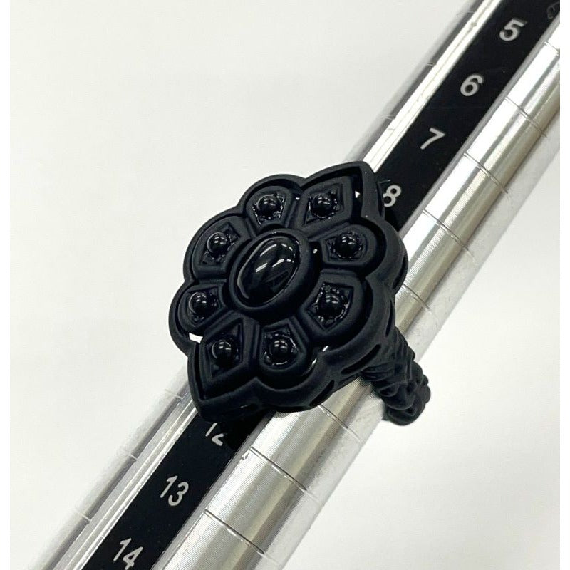 Gucci Michele Period Stone Faux Pearl Flower Ring 10 Black — view 11