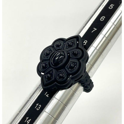 Gucci Michele Period Stone Faux Pearl Flower Ring 10 Black — view 11