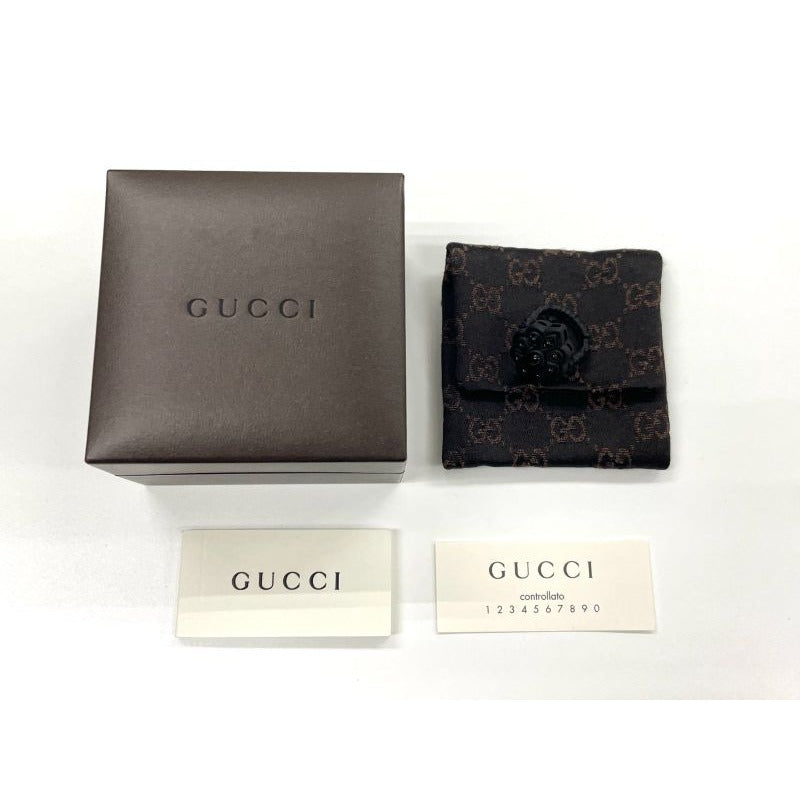 Gucci Michele Period Stone Faux Pearl Flower Ring 10 Black — view 12