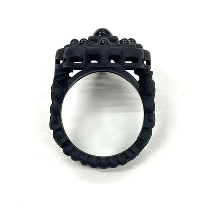 Gucci Michele Period Stone Faux Pearl Flower Ring 10 Black — view 5