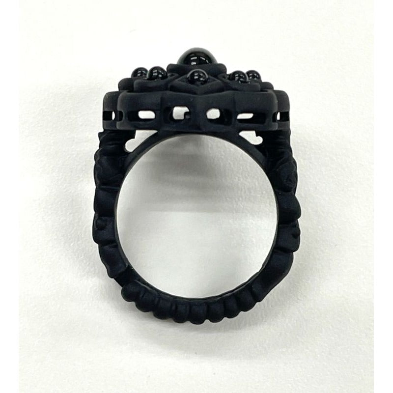 Gucci Michele Period Stone Faux Pearl Flower Ring 10 Black — view 6
