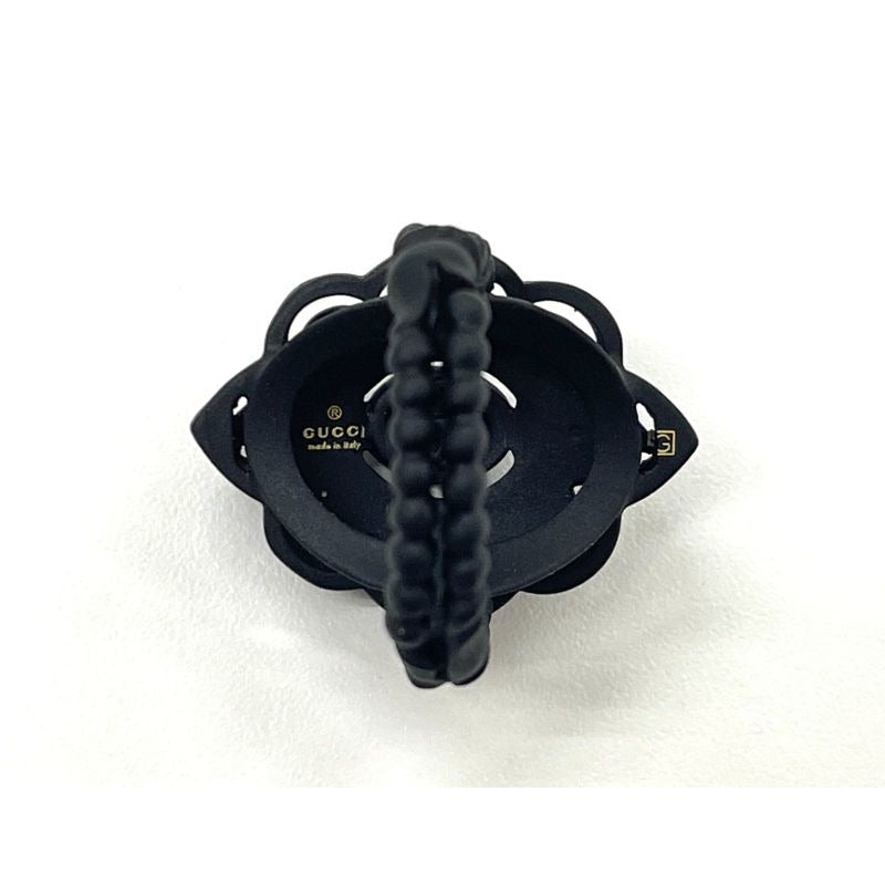 Gucci Michele Period Stone Faux Pearl Flower Ring 10 Black — view 7