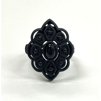 Gucci Michele Period Stone Faux Pearl Flower Ring 10 Black