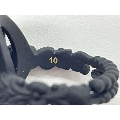 Gucci Michele Period Stone Faux Pearl Flower Ring 10 Black — view 10