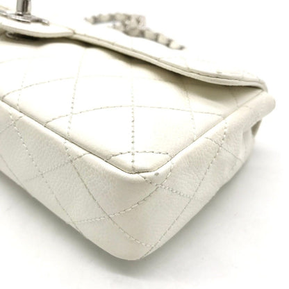 Chanel Caviar Leather CC Logo Turnlock Chain Shoulder Bag White — view 5