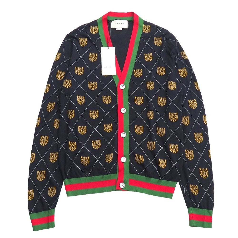 Gucci Cardigan M Taiga Sherry Navy Yellow Red Green