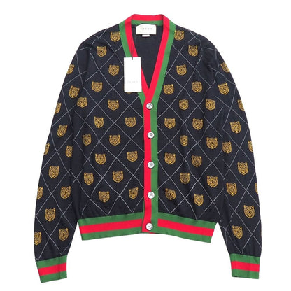 Gucci Cardigan M Taiga Sherry Navy Yellow Red Green