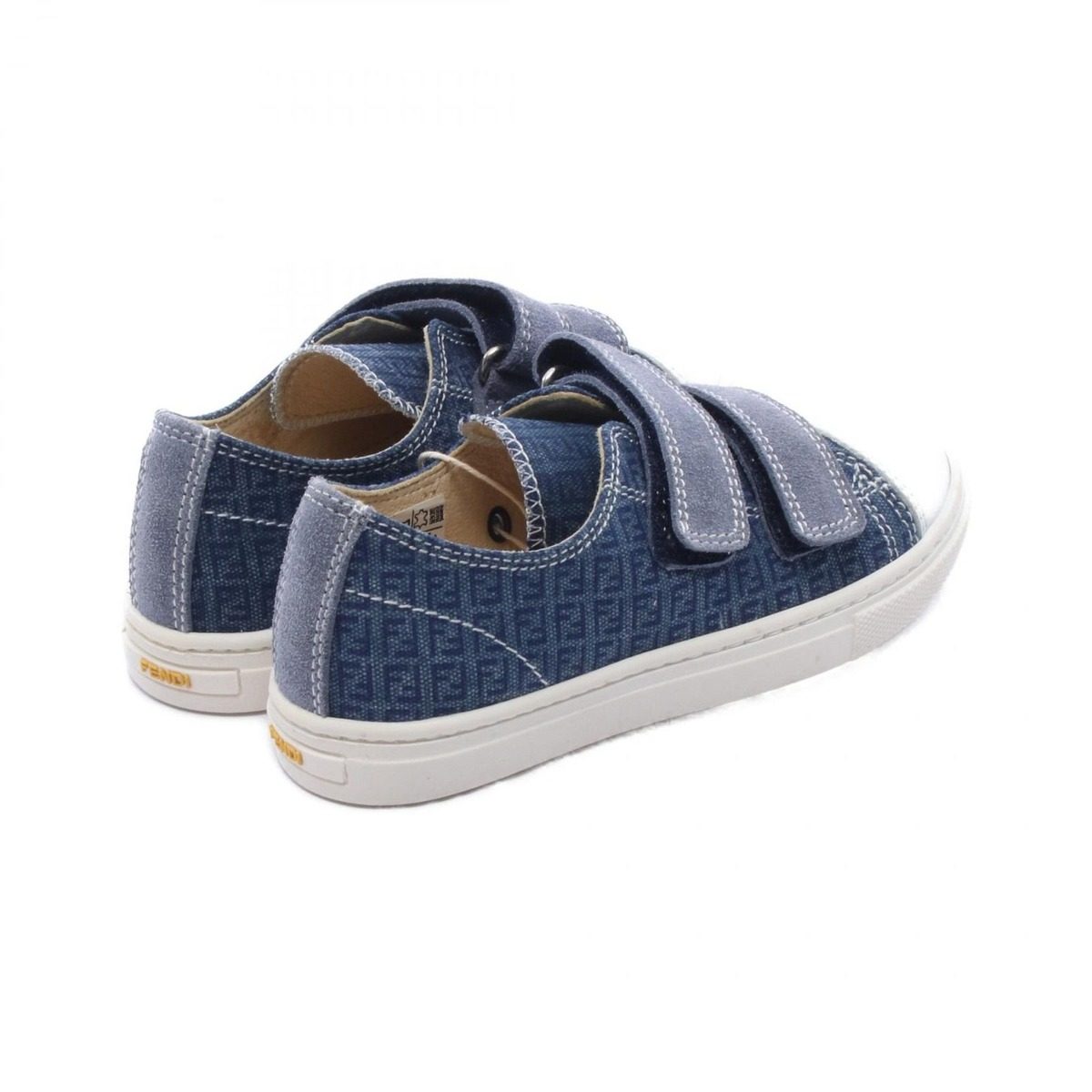 Fendi Sneakers Zucchino Kids Velcro Navy Canvas Leather — view 2