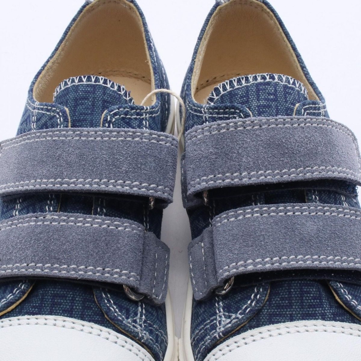 Fendi Sneakers Zucchino Kids Velcro Navy Canvas Leather — view 7