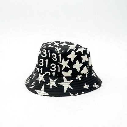 Chanel Hat Cotton Black White Bucket Coco Mark Logo