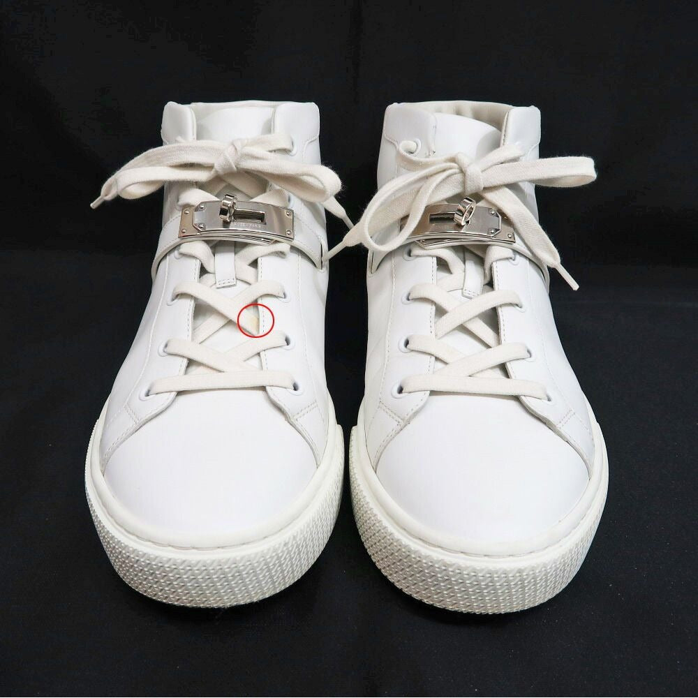 Hermes Daydream High Cut Sneakers 40.5 Leather White Shoes — view 2