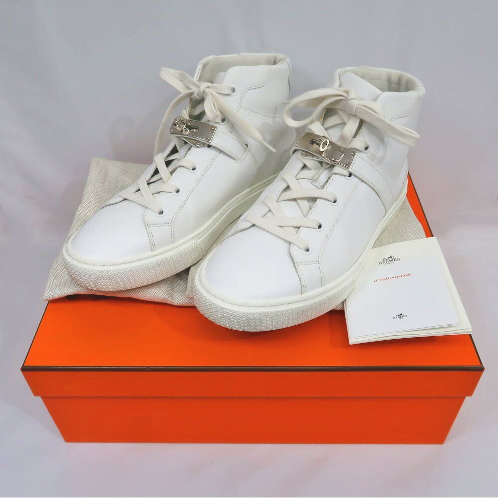 Hermes Daydream High Cut Sneakers 40.5 Leather White Shoes — view 10