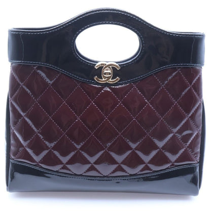 Chanel 31 Shopping 2-Way Chain Mini Shoulder Bag Gold Black Patent Leather