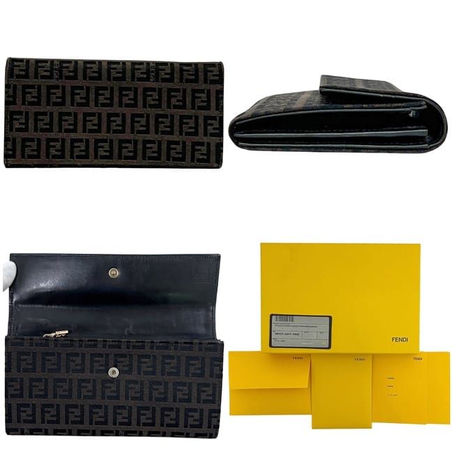 Fendi Foldable Long Wallet Brown Zucchino 8m0025 Wallet