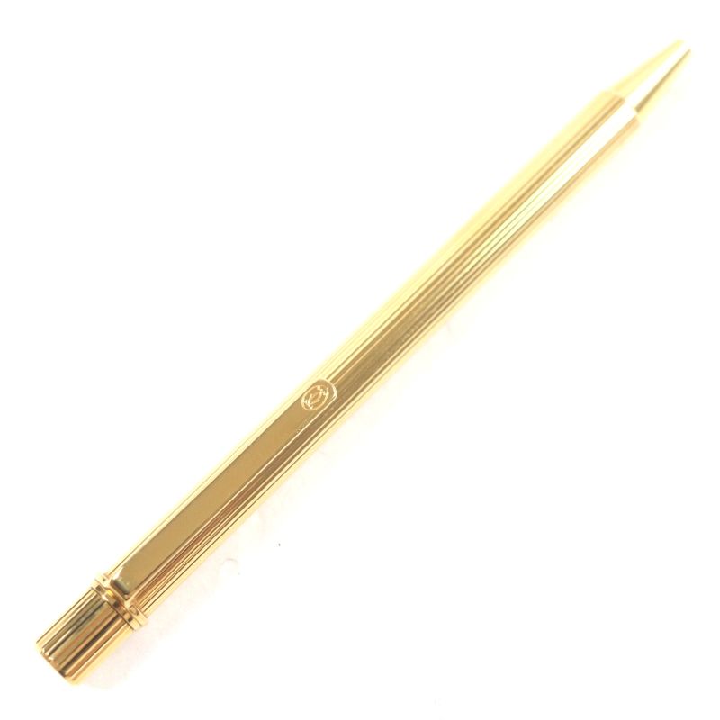 Cartier Must De Cartier Ballpoint Pen With Stripe Pattern Twist Gold Made In