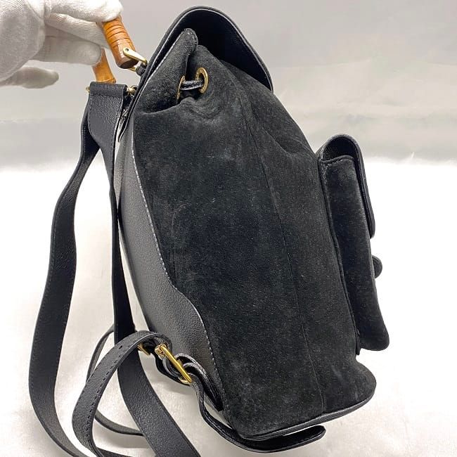 Gucci Backpack Black Bamboo 003 2058 0016 Excellent Condition