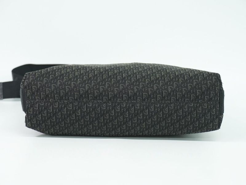 Authentic Christian DIOR Trotter Shoulder Bag Pochette Canvas Black Gray