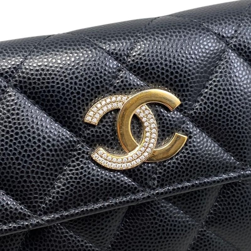 Chanel Trifold Wallet Flap Wallet Ap4175 Matelasse Caviar Skin Coco Mark