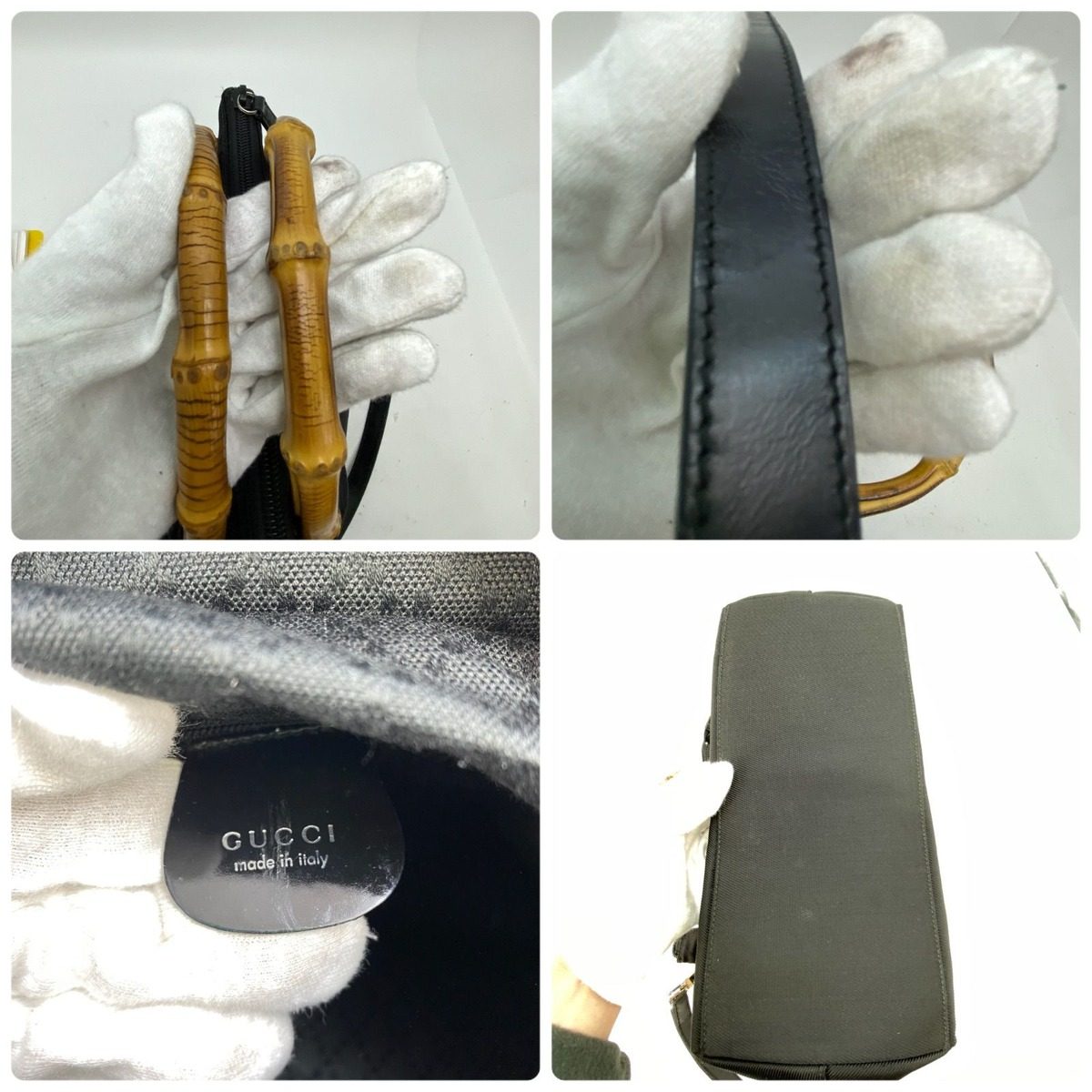 Gucci Shoulder Bag Bamboo Nylon Black Travel Formal — view 3