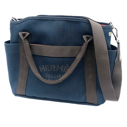 Hermes Sac Dopant Sage Gourmet Shoulder Bag Navy Brown
