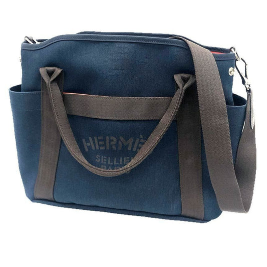 Hermes Sac Dopant Sage Gourmet Shoulder Bag Navy Brown