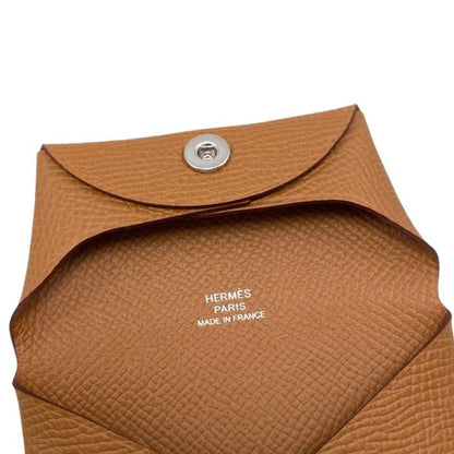 Hermes Coin Case Bastia B Engraved Epson Gold Brown Silver Hardware Hermes