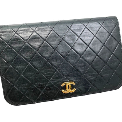 Chanel Shoulder Bag Matelasse Lambskin Coco Mark Chain Vintage Black Gold