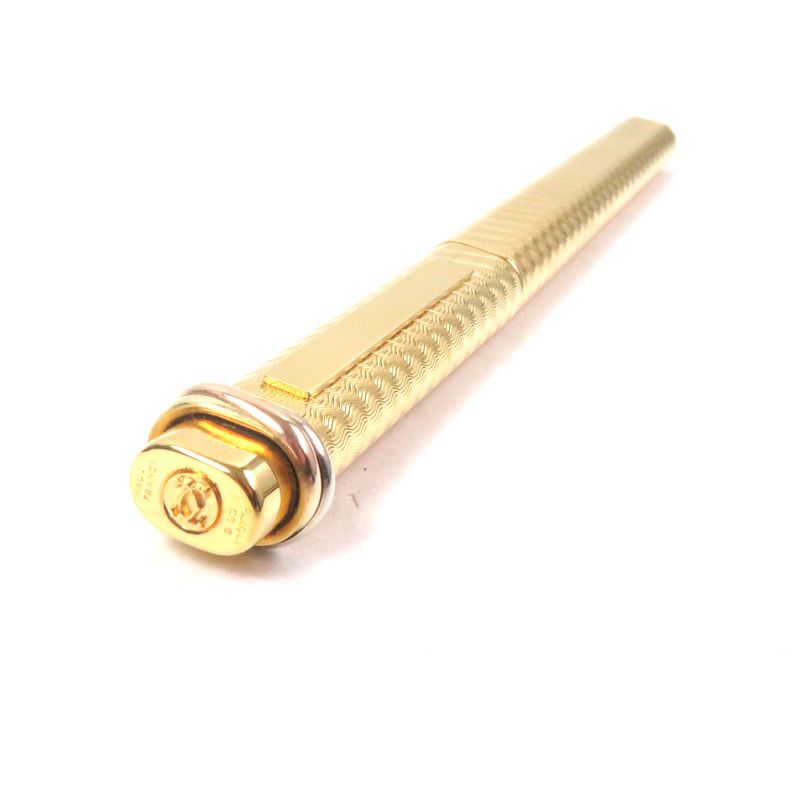 Cartier Vintage Trinity Double C Wavy Pattern Capped Ballpoint Pen With Gold