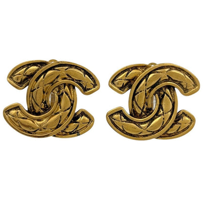 Chanel CC Logo Earrings Gold Plated