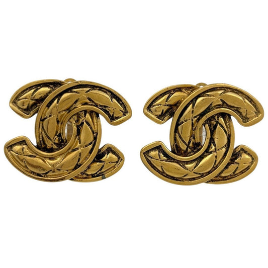 Chanel CC Logo Earrings Gold Plated