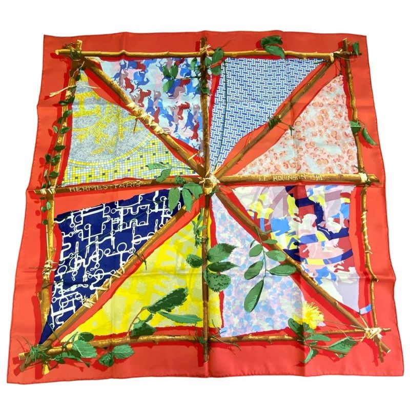 Hermes Scarf Silk Carre 90 LE Robinson CHIC Multicolor