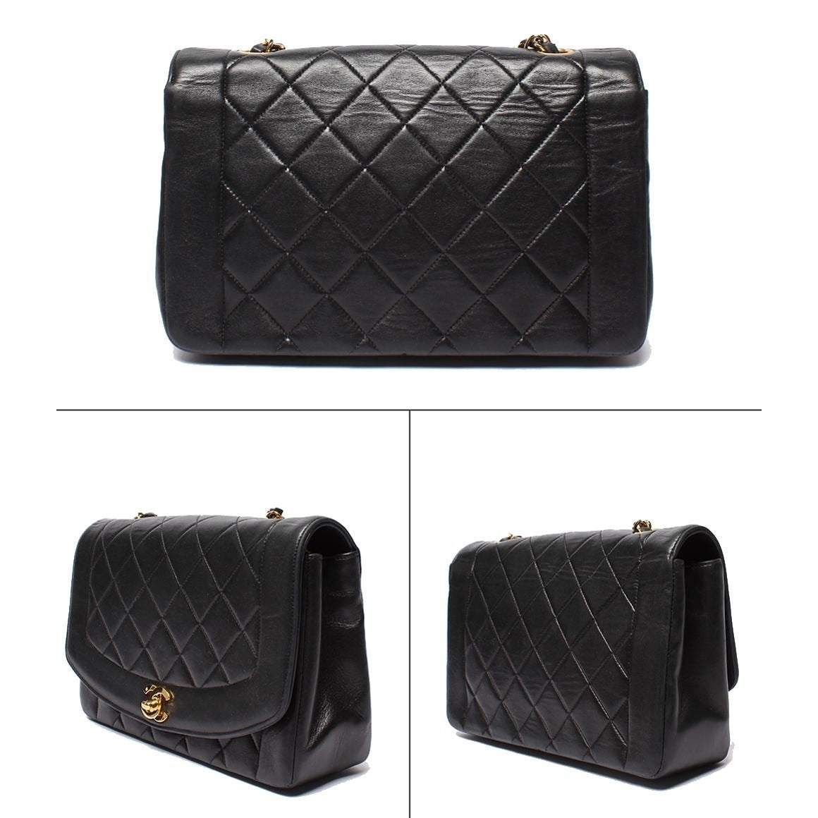 Chanel Chain Shoulder Bag Diana 25 Lambskin Edition Gold Single — view 2