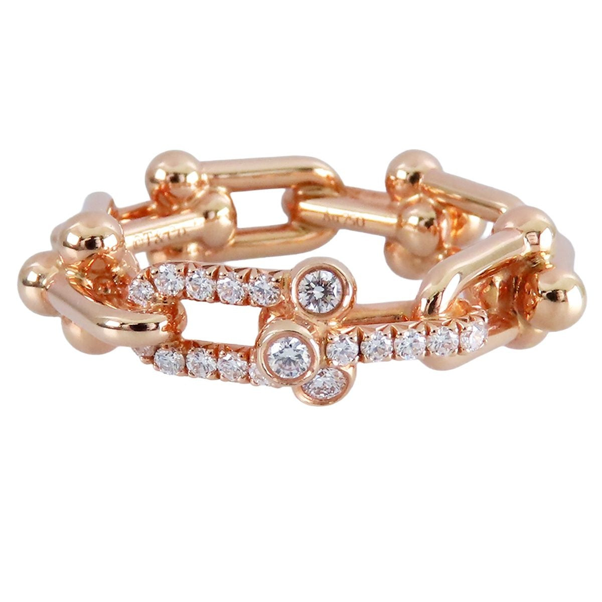 Tiffany & Co Ring Pink Gold 18k Diamond Small Link Rose — view 2