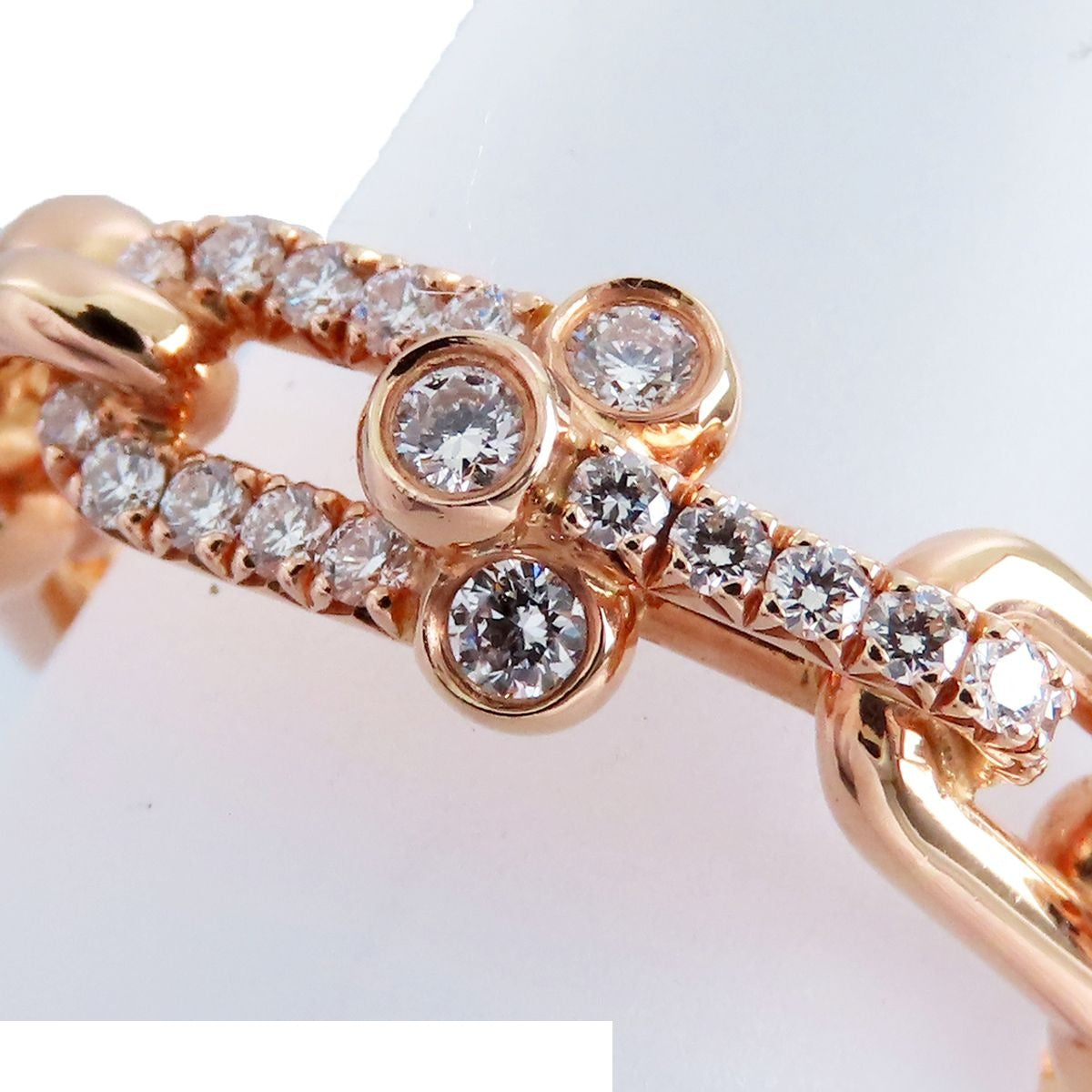 Tiffany & Co Ring Pink Gold 18k Diamond Small Link Rose — view 6