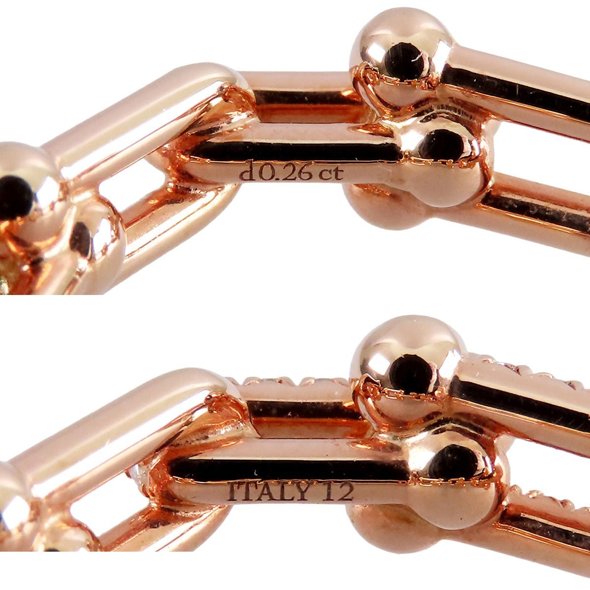 Tiffany & Co Ring Pink Gold 18k Diamond Small Link Rose — view 8
